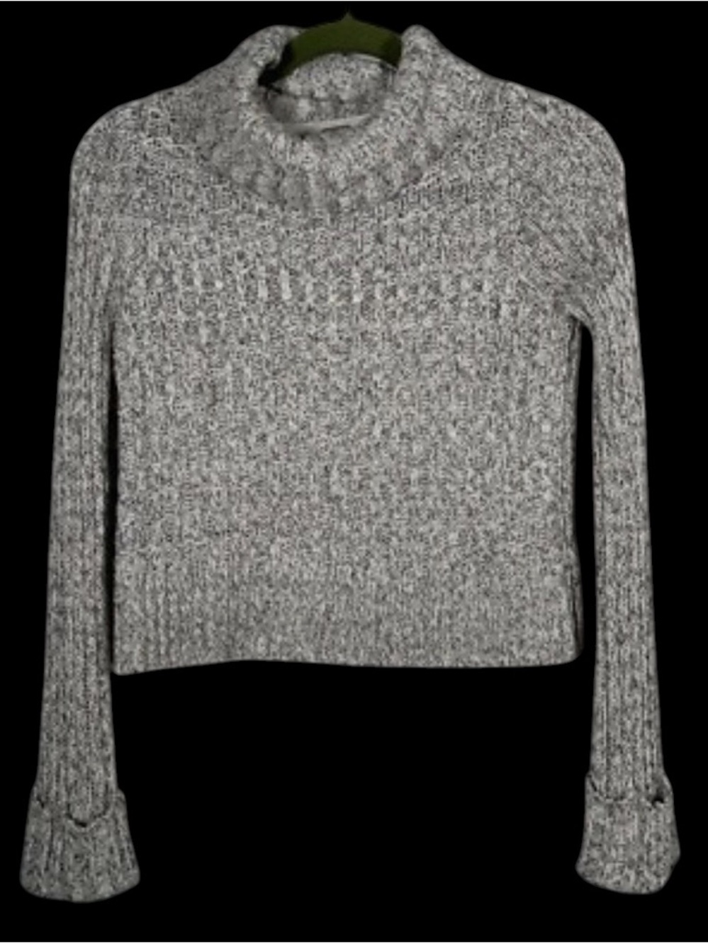 Free People‎ Chunky Cropped Gray Marled Cropped Turtleneck Sweater